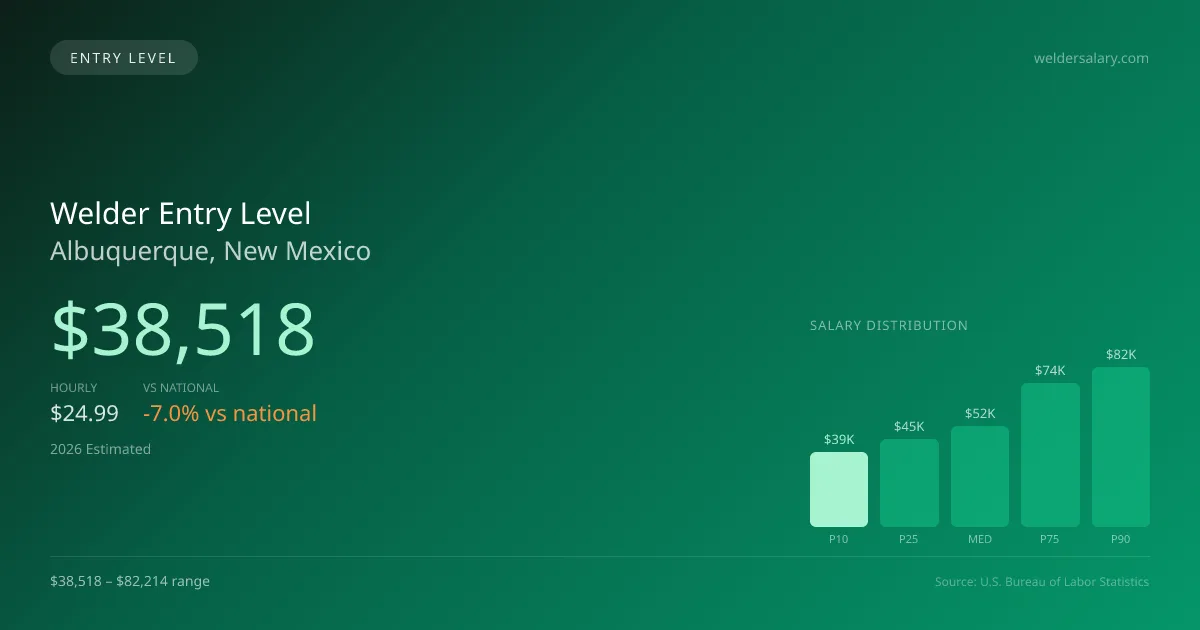 Welder Entry Level Salary in Albuquerque, NM — 2026 est., based on 2025 BLS