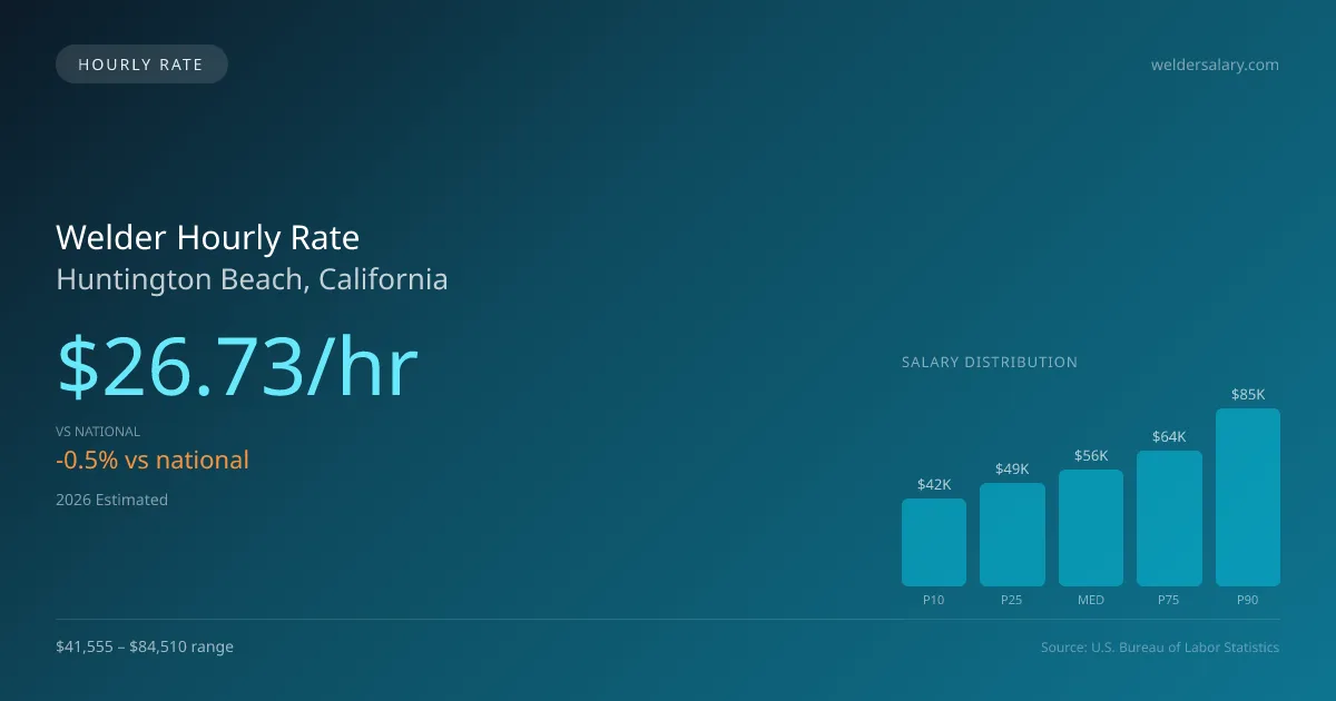 Welder Hourly Rate in Huntington Beach, CA — 2026 est., based on 2025 BLS