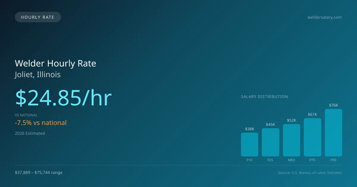 Welder Hourly Rate in Joliet, IL — 2026 est., based on 2025 BLS
