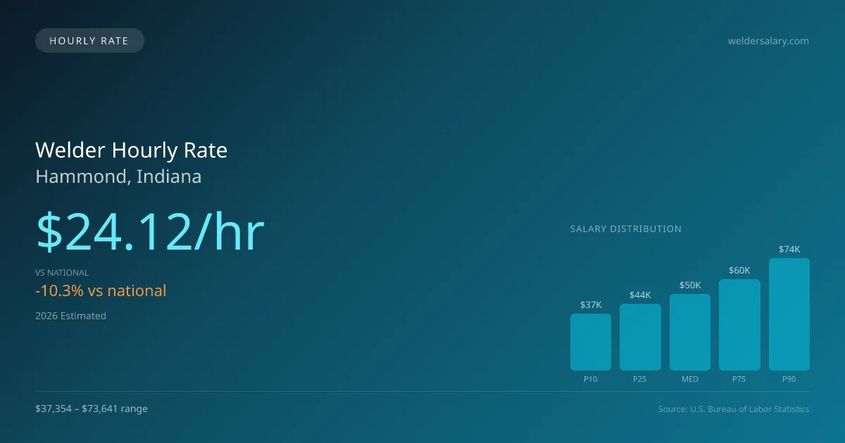 Welder Hourly Rate in Hammond, IN — 2026 est., based on 2025 BLS
