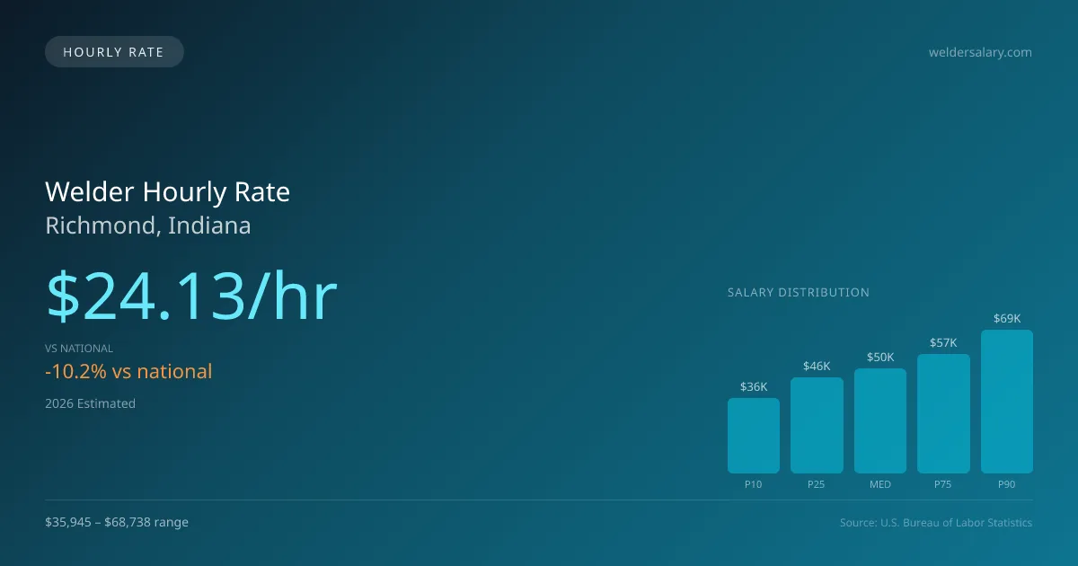 Welder Hourly Rate in Richmond, IN — 2026 est., based on 2025 BLS