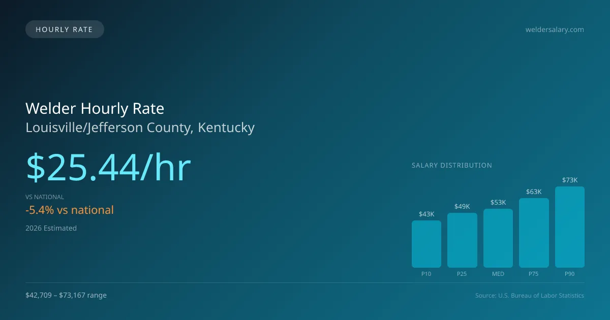 Welder Hourly Rate in Louisville/Jefferson County, KY — 2026 est., based on 2025 BLS