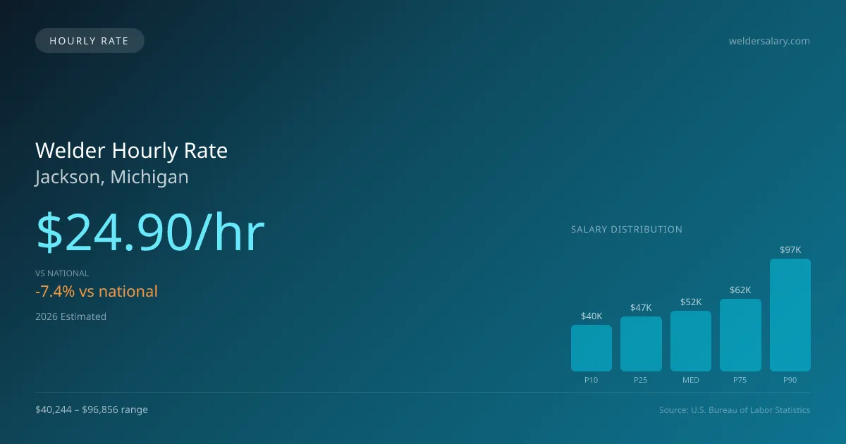 Welder Hourly Rate in Jackson, MI — 2026 est., based on 2025 BLS