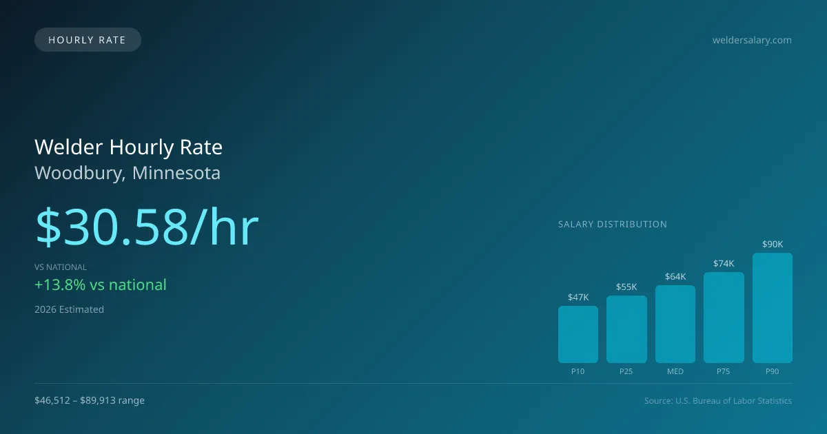 Welder Hourly Rate in Woodbury, MN — 2026 est., based on 2025 BLS