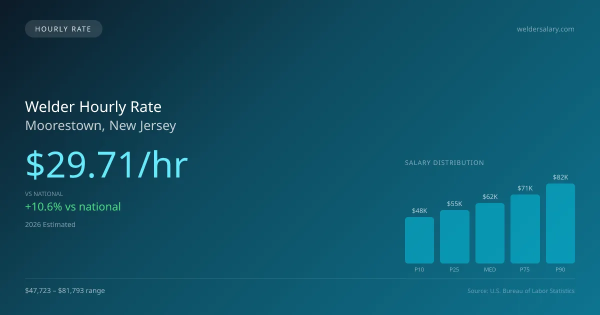 Welder Hourly Rate in Moorestown, NJ — 2026 est., based on 2025 BLS