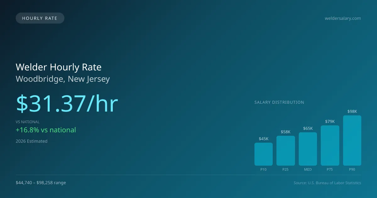 Welder Hourly Rate in Woodbridge, NJ — 2026 est., based on 2025 BLS