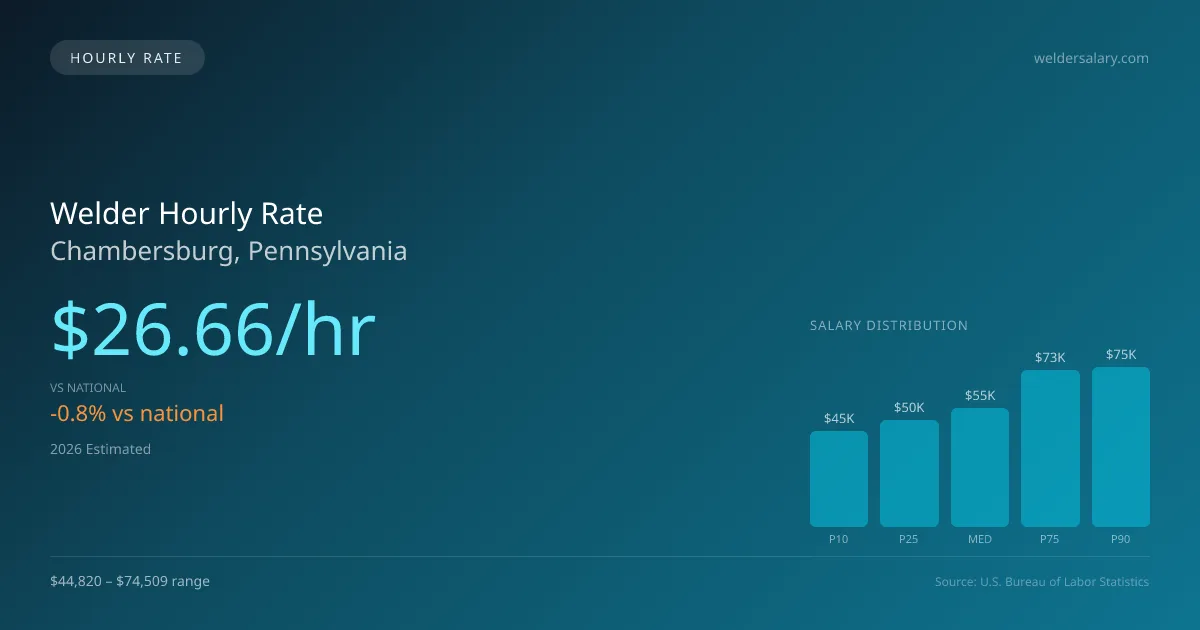 Welder Hourly Rate in Chambersburg, PA — 2026 est., based on 2025 BLS