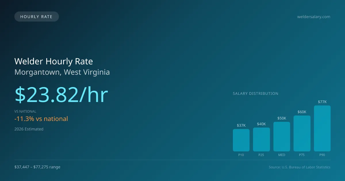 Welder Hourly Rate in Morgantown, WV — 2026 est., based on 2025 BLS
