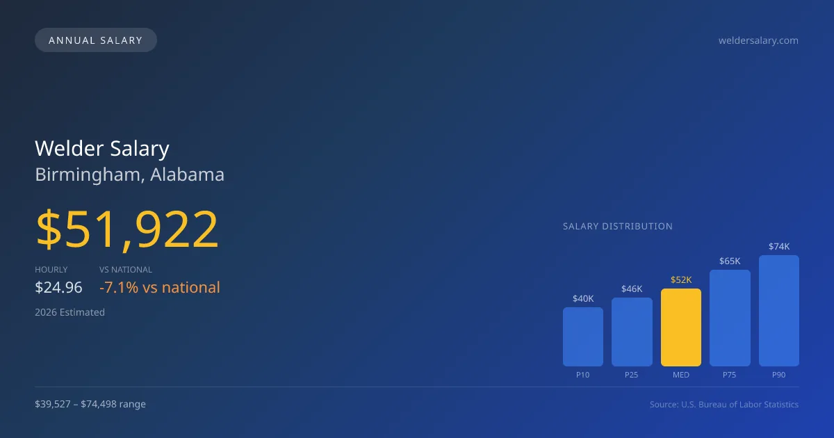 Welder Salary in Birmingham, AL — 2026 est., based on 2025 BLS