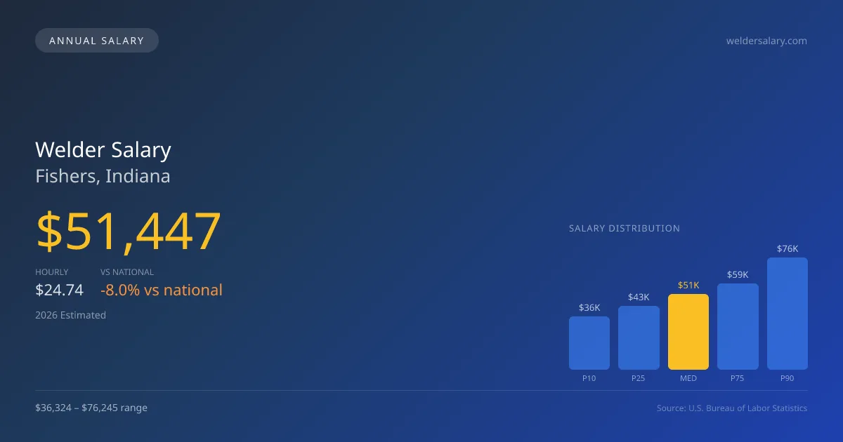Welder Salary in Fishers, IN — 2026 est., based on 2025 BLS