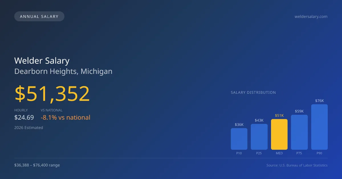 Welder Salary in Dearborn Heights, MI — 2026 est., based on 2025 BLS