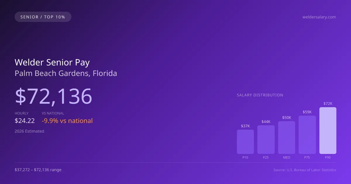 Welder Senior Salary in Palm Beach Gardens, FL — 2026 est., based on 2025 BLS