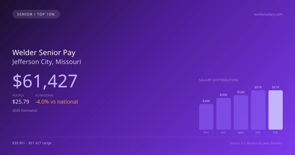 Welder Senior Salary in Jefferson City, MO — 2026 est., based on 2025 BLS