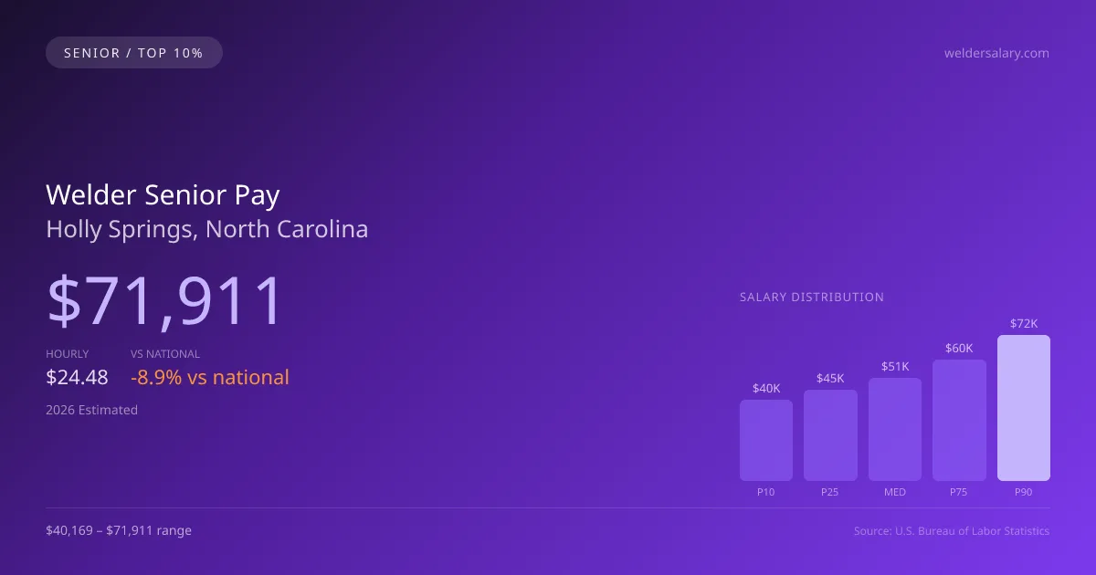Welder Senior Salary in Holly Springs, NC — 2026 est., based on 2025 BLS