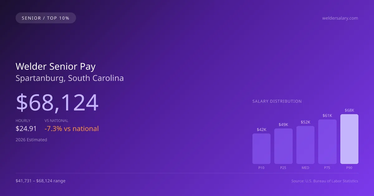 Welder Senior Salary in Spartanburg, SC — 2026 est., based on 2025 BLS