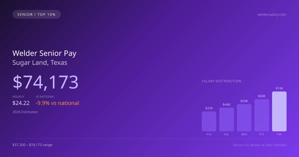 Welder Senior Salary in Sugar Land, TX — 2026 est., based on 2025 BLS