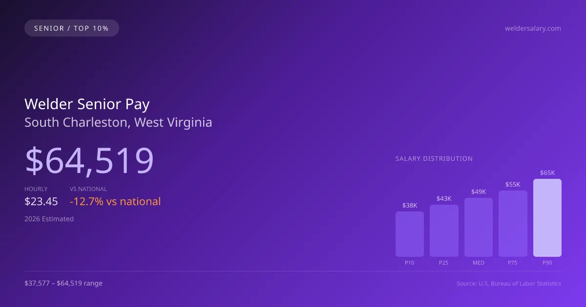Welder Senior Salary in South Charleston, WV — 2026 est., based on 2025 BLS